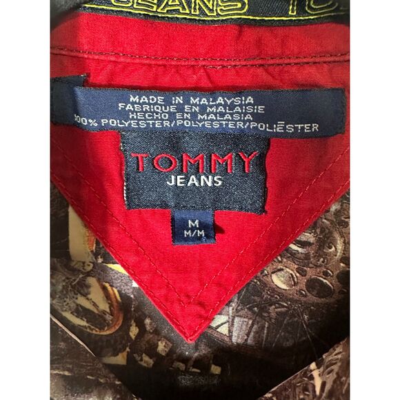 Tommy Jeans Vintage Men's Motocross Dirt Bike Print Button Up Shirt, Size M - Picture 2 of 3